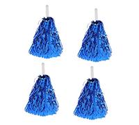 POPETPOP 4pcs Cheerleader Pom Poms 30cm Blue Metallic Cheerleading Props for Sports Dance No Shedding for Cheerleading Events and Team Spirit