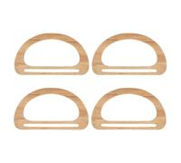 POPETPOP 4pcs D Shape Handmade Wooden Purse Handle for Bag Making, Ergonomic Design and Easy Installation, Beige Colour, for Clutch Bags and Travel Accessories