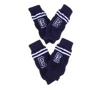 POPETPOP 4pcs Elastic Dog Leg Warmers Knitted Pet Elbow Joint Protectors Breathable Leg Sleeves for Small Dogs Dark Blue Letter Pattern Pet Guards for Outdoor Use