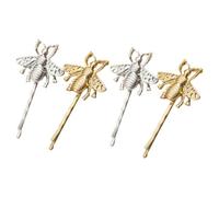 POPETPOP 4pcs Elegant Bee Shape Hair Clips for Women Alloy Material Barrette Hair Pins in Silver and Golden Colours Suitable for Wedding and Daily Life