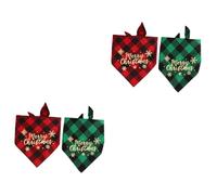 POPETPOP 4pcs Festive Triangle Scarves for Dogs Pet Bibs for Christmas Red-black Green- for Everyday Wear and Holiday Celebrations