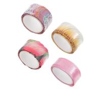 POPETPOP 4pcs Floral Petal-shaped Paper Tape Set Sakura, Lotus, Plumeria Calendula Designs, Adhesive Decorative Tape for DIY Journals, Scrapbooking, and Crafting in Arts Crafts Supplies