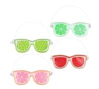 POPETPOP 4pcs Fruit Pattern Cooling Gel Eye Masks, Reusable Pvc Ice Cold Compress Sleep Mask Set for Puffiness Relief and Soothing Eye Care in Watermelon Red, Strawberry Pink, Kiwi Yellow,