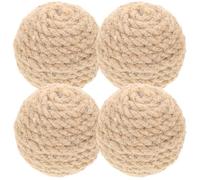 POPETPOP 4pcs Funny Jute Cat Scratchers Interactive Balls for Indoor Kitten Toys Scratching Ball Bell for Cat Entertainment