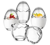 POPETPOP 4pcs Glass Egg Pudding Cups with Egg Shell Shape, 60ml Heat-resistant Pudding Containers Made of Glass, Easy to Clean and Practical Mousse Cake Cups for Yogurt and Sweets