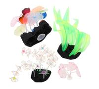 POPETPOP 4Pcs Glowing Artificial Coral Reef Plants for Aquariums Realistic Night Tank Decorations Durable Plastic Water Grass Aquarium Accessories