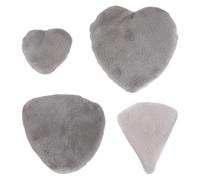 POPETPOP 4pcs Gray Cotton Facial Makeup Powder Puff Set - High-density Heart, Water Drop, Triangle Shapes for Foundation and Face Body Powder Application