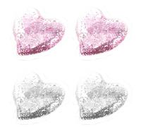 POPETPOP 4pcs Heart Shape Cooling Eye Pads Cold Gel Pack for Swollen Eyes and Dark Circles Pink and Silver Colors for Beauty