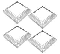 POPETPOP 4pcs Iron Deck Post Bases with Silver Finish Heavy Duty Deck Post Anchor Covers No Burrs Not Easy to Break Base Trim Skirt