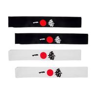 POPETPOP 4pcs Japanese Karate Headband Cotton Hachimaki Headscarf Bandana with Adjustable Tie for Workouts and Japanese Party Decorations, Multipurpose Sport Hair Band for Men and Adults