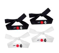 POPETPOP 4pcs Japanese Samurai Headbands Tie up Hair Band Set White and Blue Hachimaki Headwraps for Men Sushi Chef, Karate Training, Yoga, and Sports Use