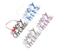 POPETPOP 4pcs Merry Christmas Hanging Sign Decorations Plastic Letters for Christmas Hanging Decor with Shiny Letter Printed Design for Decor and Gift for Family and Friends