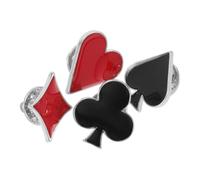 POPETPOP 4pcs Metal Poker Card Brooch Set Black Spade Diamond Enamel Pins Lapel Pin for Suit Jacket Backpack Hat Accessories