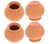 POPETPOP 4pcs Mini Ceramic Succulent Pots with Drainage Holes, Small round Terracotta Planters for Indoor and Outdoor Leaf Propagation, Desktop Nursery Flower Pots