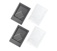 POPETPOP 4PCS Mini Photo Frame Set for Film Vertical Tabletop Picture Frames with Transparent Frosted and Night Black Colors Reusable and Easy to Clean Desk Display for Office Bedroom