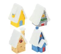 POPETPOP 4pcs Mini Resin Village House Decor for Christmas Village Scene