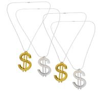 POPETPOP 4pcs Money Sign Pendant Necklace Costume Accessory for Carnival | Plastic, Lightweight Design, Unique Style, Easy to Match, Interactive Play, Family Gatherings, Four Piece Set
