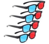 POPETPOP 4pcs Movie Glasses for Adults Red and Blue Plastic Frame Glasses for Tv Projector Computer Home Cinema Viewing