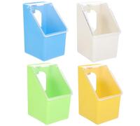 POPETPOP 4pcs Multifunctional Pigeon Feeding Box with Lid, Hanging Food and Water Basins for Bird Cage, Plastic Household Pigeon and Quail Feeder Set in Blue, Yellow, Green, White, Suitable