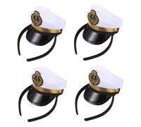 POPETPOP 4Pcs Navy Sailor Hat Hair Hoops Party Headdress for Performance Cosplay Birthday Prom Headbands