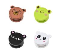 POPETPOP 4Pcs No-Drill Cartoon Towel Clips Wall-Mounted Storage Holders Bathroom and Kitchen Hanging Towel Racks in Green Black White and Brown for Organized Storage