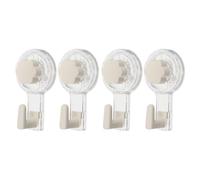 POPETPOP 4pcs No-Drill Suction Cup Hooks for Bathroom Base White Hooks, Waterproof Heavy Duty Towel and Utensil Holder for Smooth Walls and Tiles