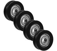 POPETPOP 4pcs Nylon Bearing Sliding Door Pulley Wheel U-Groove 5x20x7mm Black Cabinet Drawer Track Roller for Window and Garage Door