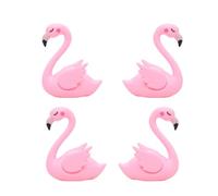 POPETPOP 4pcs Pink Plastic Flamingo Cake Ornaments with Opening Wings, Adorable Car and Table Decorations for Jungle Animal Birthday Party Or Bookshelf Display