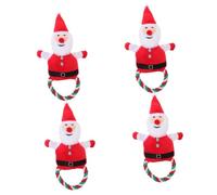 POPETPOP 4pcs Puppy Chew Toy for Dogs Santa Claus Shaped Squeaky Molar Toy for Christmas Chewing Fun for Pets for Holiday Playtime