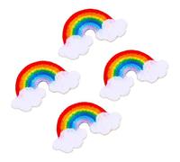 POPETPOP 4pcs Rainbow Embroidery Patches Appliques Self-Adhesive Polyester Colorful Decoration for Hats Wear DIY Arts Craft Project Making