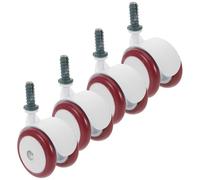 POPETPOP 4pcs Red Detachable Walker Replacement Wheels, Silent Mini Rubber Casters for Activity Walker, Wear-Resistant Universal Stroller Wheel Parts for Mobility Aid