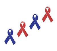 POPETPOP 4pcs Red Ribbon Alloy Breastpin Set for Aids Awareness Charity Brooch Pins, Creative Red Ribbon Lapel Pins for World Aids Day, Social Advocacy Accessories