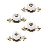 POPETPOP 4pcs Retro Single-Hole Cabinet Pull Handles Vintage Drawer Knobs for Furniture Door Ornament