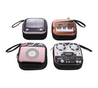 POPETPOP 4pcs Retro Vintage Electronics Coin Purse Set - Small Portable Wallets with Tv, Radio, Projector, and Electronic Keyboard Designs - ’ Change Pouches for Party Favors and Everyday