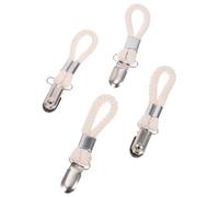 POPETPOP 4pcs Rust-Resistant Metal Towel Holder Clips with Cotton Rope Hanging Bathroom and Kitchen Towel Clamps White Corn Pattern Thick Twill Natural Color
