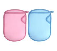 POPETPOP 4pcs ’s Bath Scrubbing Gloves Set, Soft Exfoliating Shower Mittens for Sensitive Skin, Reusable Body Scrubbing Mitt, Blue Pink Bath Foaming Mittens