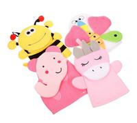 POPETPOP 4pcs Shower Gloves Bathing Foaming Gloves with Adorable Animal Designs Exfoliating Body Scrubber for Bath Care and Back Massage Assorted Style