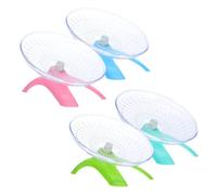 POPETPOP 4pcs Silent Hamster Running Wheels Set, Flying Saucer Exercise Disks for Dwarf Hamsters, Gerbils and Small Pets Indoor Cage in Blue, Pink, Mint and Matcha Green