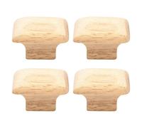 POPETPOP 4Pcs Single Hole Door Knobs Wooden Cabinet Handles Drawer Pulls for Kitchen and Dressing Table