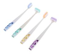 POPETPOP 4pcs Soft Bristle Manual Toothbrush Set with 360° Rotating Head for Adults, Small Size Portable Toothbrush for Household and Travel Oral Gum Care