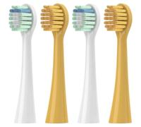 POPETPOP 4pcs Soft Replacement Toothbrush Heads Compatible with Snap Electric Toothbrush Handle Polyamide Bristles Travel-Friendly Lightweight Design for Yellow White