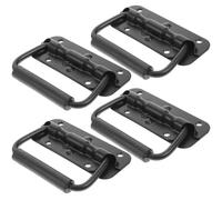 POPETPOP 4Pcs Spring Loaded Heavy Duty Handles 100Mm Black Surface Mount Flight Case Handles with Rubber Grip for Speaker Cabinet, Boat, Industrial Toolboxes, and Chest Replacement