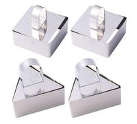 POPETPOP 4pcs Stainless Steel Baking Mold Set for Cake Mousse Rings Easy to Clean and Suitable for Home or Professional Cake Shop Baking Elegant and Creative Silver Tart Rings
