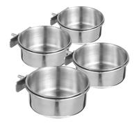 POPETPOP 4pcs Stainless Steel Parrot Feeding Bowls with Anti-chew Design and Easy to Clean Small Bird Water Dish for Cage Use, for Bird Enthusiasts and Owners