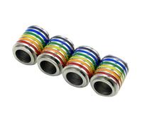 POPETPOP 4pcs Stainless Steel Rainbow Pendants DIY Necklace Charms Cylindrical Shape Chic Fashion Design Accessories for Gay and Transgender Pride Jewelry