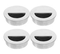 POPETPOP 4pcs Stainless Steel Recessed Pull Handles for Sliding and Cabinet Doors, Semi-Circle Design with Smooth Finish, Sturdy Drawer Handles Suitable for Kitchen and Bathroom Cabinets