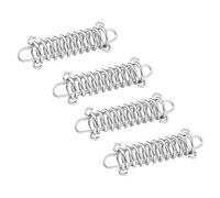 POPETPOP 4pcs Tent Rope Tightener Spring Hook Buckle for Canopy Camping Use | Stainless Steel, Silver Finish, Comfortable Grip, for Beach Campers, Deck Setups, Fishing and Outdoor Ropes