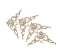 POPETPOP 4pcs Vintage Rococo Corner Decorative Moulding Applique for Furniture and Wall, Embossed Hard Plastic, Golden Colour, Size 32.7x17.5x1.6cm, for Interior Styles and Home Improvement