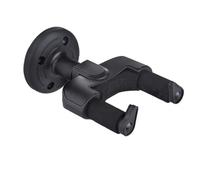 POPETPOP 4pcs Wall Mount Guitar Hangers Set with Auto Locking Grip and High Capacity Buckle Install Design, Black Plastic Hooks with 4 Screw Holes Base for Bass and Guitar Storage