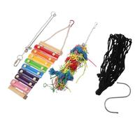 POPETPOP 4pcs Wooden Chicken for Birds Hanging on Cage, Easy to Use and Develop Balance Skills, Different Shaped Chew and Foraging for Outdoor and Indoor Chicken Play